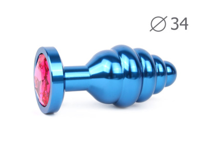 Втулка анальная BLUE PLUG MEDIUM (синяя), L 80 мм D 34 мм, вес 90г, цвет кристалла рубиновый (ABL-14