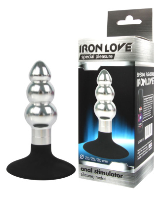 ВТУЛКА АНАЛЬНАЯ СЕРЕБРЯНАЯ цвет основания чёрный, вес 100 г, L 90 мм D 20x25x30 мм (IL-28009-SLV)