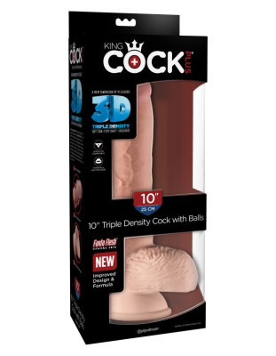 Фаллоимитатор на присоске King Cock Plus 10 Triple Density Cock with Balls - Flesh (5721-21 PD)