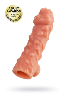 Насадка KOKOS реалистичная с дополнительной стимуляцией, TPE, телесная, 17.6 см (0T-00016730)