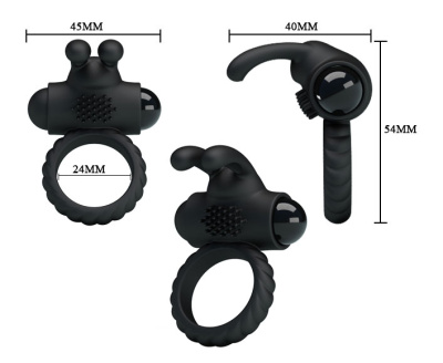 Насадка с вибрацией EUDORA (кольцо эрекционное) цвет чёрный (BI-026219)